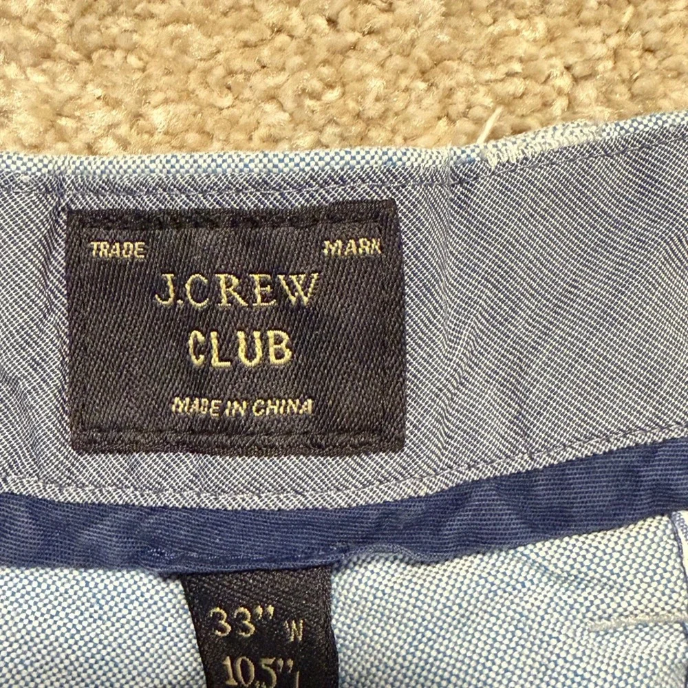 J.Crew Linen Blend Shorts Men 33 Light Blue Oxford Chino Flat Front 10.5‎ In